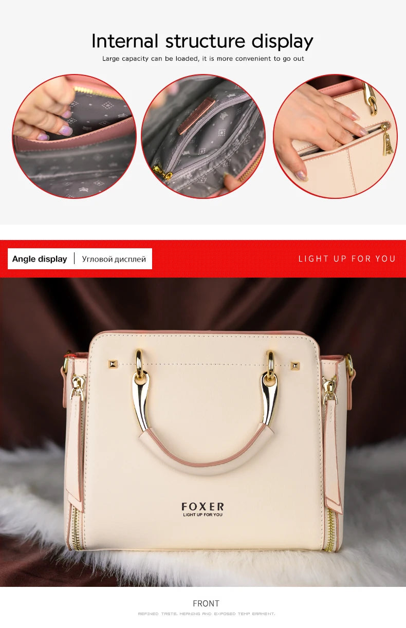 FOXER Split Leather Women's Shoulder Bag