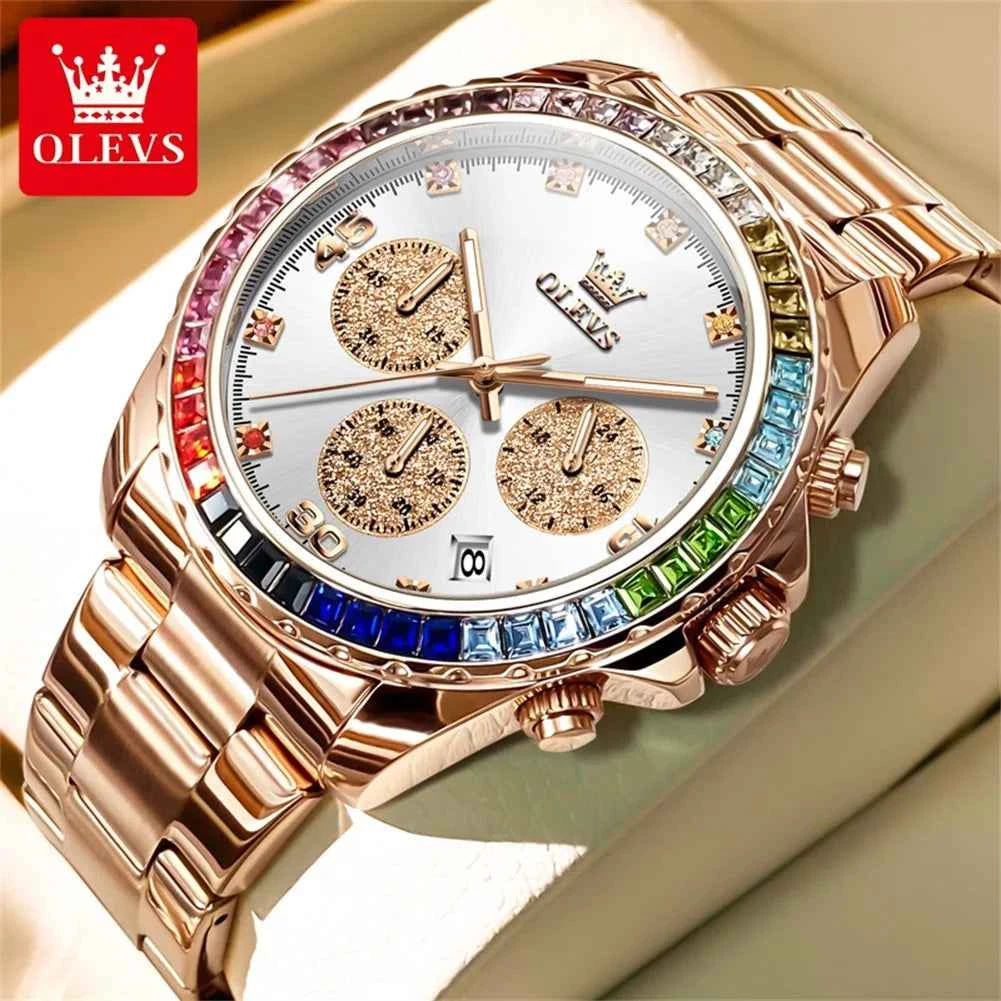 OLEVS 2939 Mens Waterproof Quartz Watch - Business Brand Large Chronograph Wristwatch with Luminous Features and Single Calendar