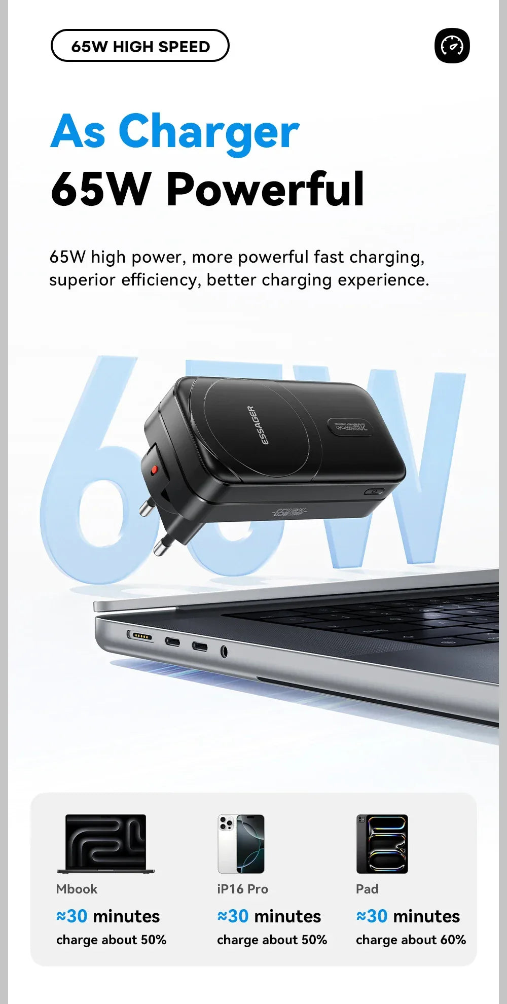【NEW】Essager 3-in-1 Magnetic 65W GaN Charger and Wireless Power Bank - ShopHub