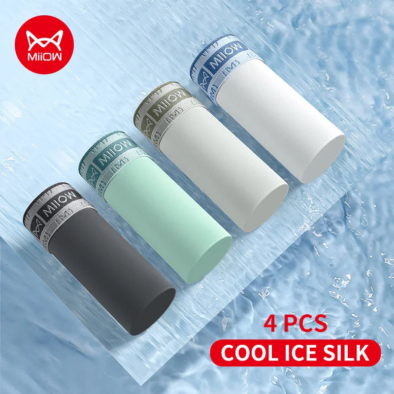MiiOW Ice Silk Men's Underwear 4Pcs Boxer Trunks