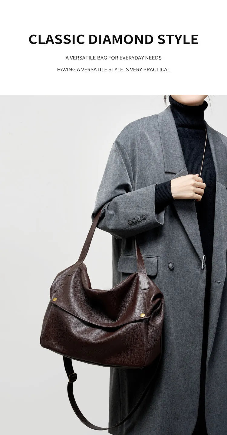 FOXER Genuine Leather Shoulder Bag for Women Large Capacity Handbag Female Casual Tote Bag Computer Bag Crossbody Purse as Gift