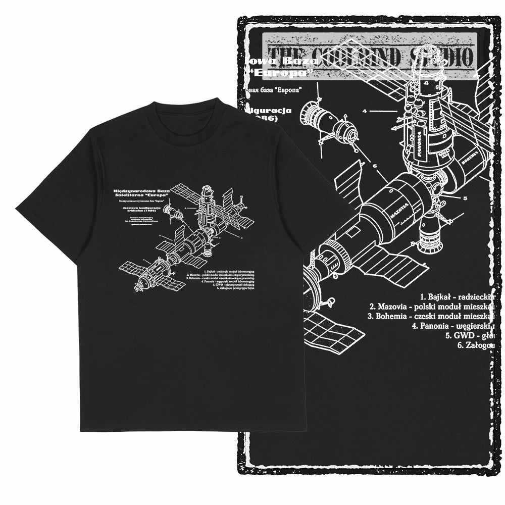 COOLMIND Z1149 Space Station Graphic Cotton Tee