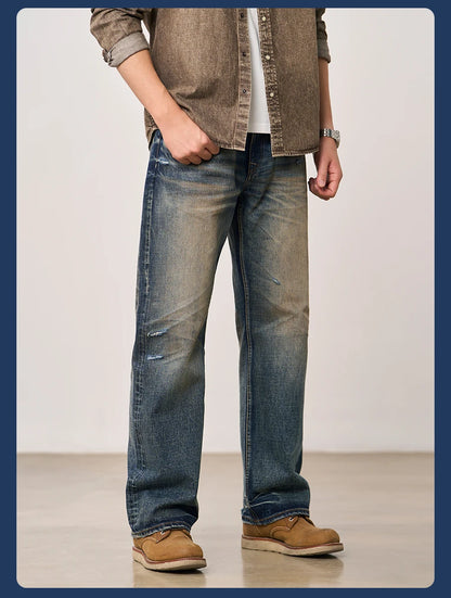 SIMWOOD High Standard Vintage Washed Selvedge Ripped Jeans