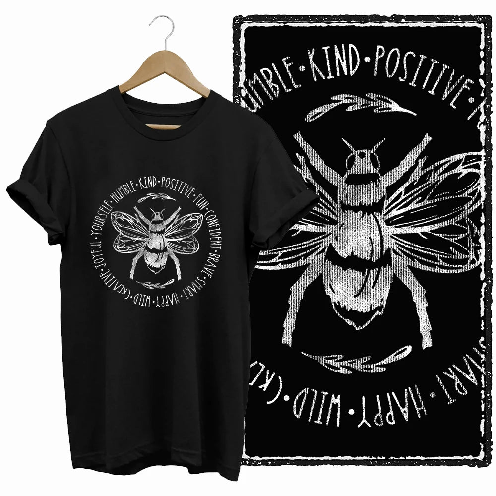 COOLMIND Black Bee Graphic Cotton T-Shirt | Women's Relaxed Fit