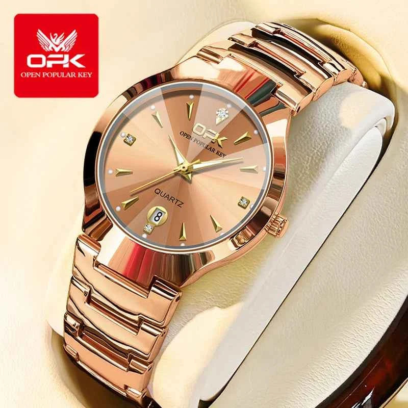 OPK 8105 Unisex Quartz Watch - Original Waterproof Luxury Luminous Design for Men with Single Calendar