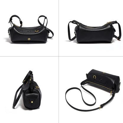 FOXER 2026 New Spring Women's Shoulder Bag Genuine Leather Cylinder Crossbody Bag Lightweight & Durable Bag for Travel & Daily