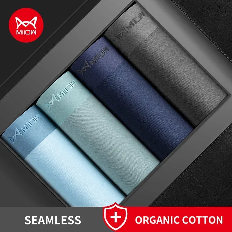 MiiOW Sexy Cotton Men Underpants - 4Pcs Graphene Antibacterial Breathable Boxer Briefs