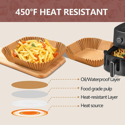 Disposable Square Air Fryer Molds, 20cm & 23cm