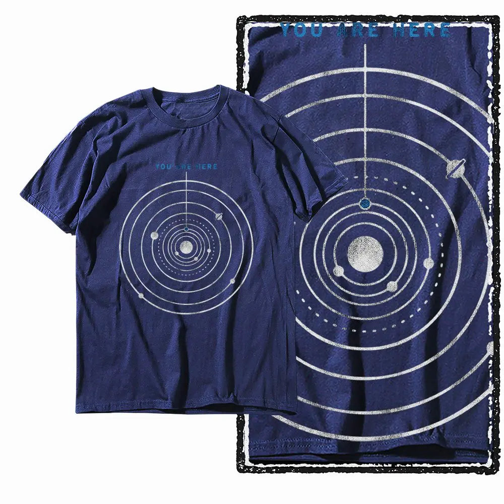 G44 NAVY Cotton Men's Cool Space Graphic T-shirt | Streetwear Big Size O-neck Men's Tee Tshirt