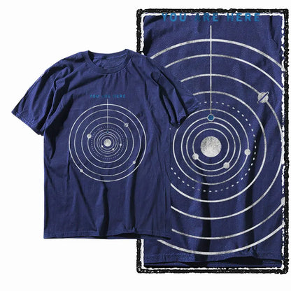 G44 NAVY Cotton Men's Cool Space Graphic T-shirt | Streetwear Big Size O-neck Men's Tee Tshirt