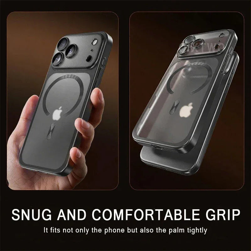 QIXTWO Luxury Plating Matte Transparent Magnetic Wireless Charge Case - ShopHub