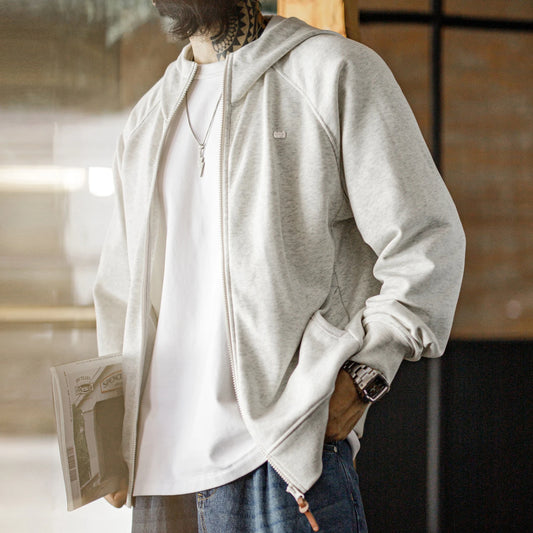 MADEN Raglan Zip Hoodie | Grey Everyday Layer