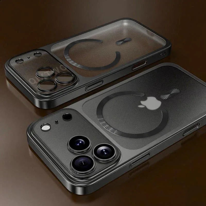 QIXTWO Luxury Plating Matte Transparent Magnetic Wireless Charge Case - ShopHub