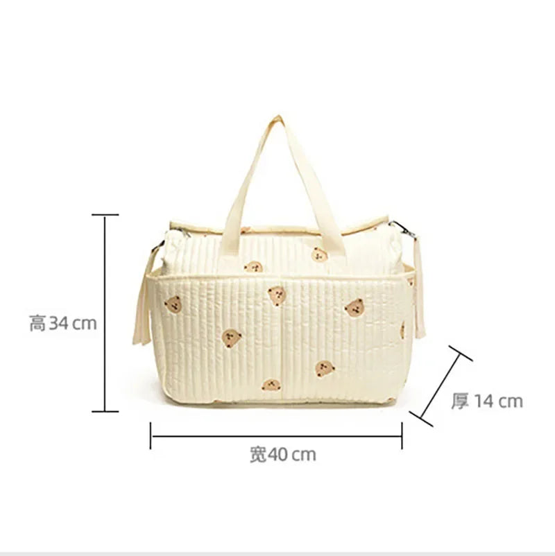 Embroidered Multi-Functional Diaper Bag