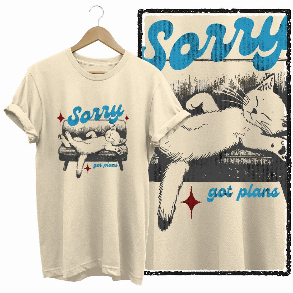 COOLMIND Beige Cat Graphic T-Shirt | Women's Relaxed Fit