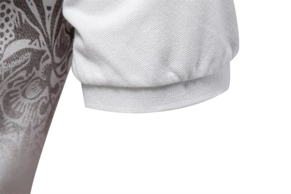 Gradient Printed Cotton Blend Polo Shirts - ShopHub