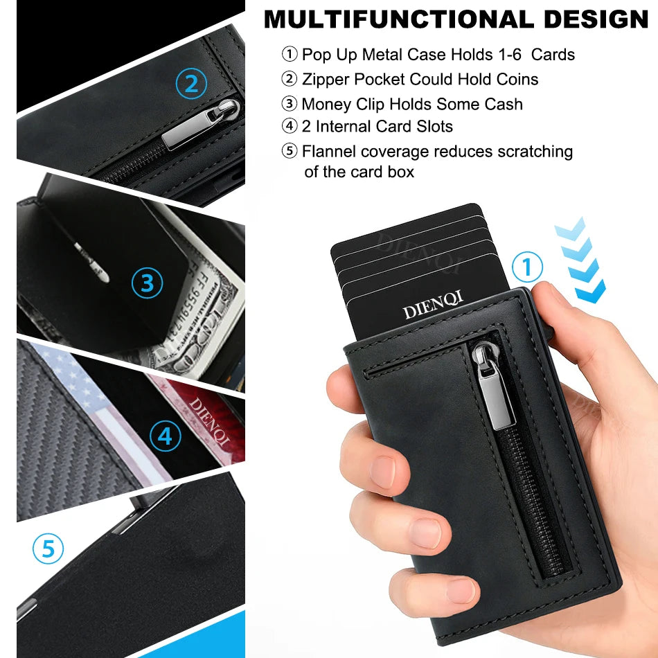 Pop Up Business Card Holder Holder Men's Wallet Magnetic Rfid Slim Thin Wallets Bank Credit Cardholder Case Tarjetero Metalico