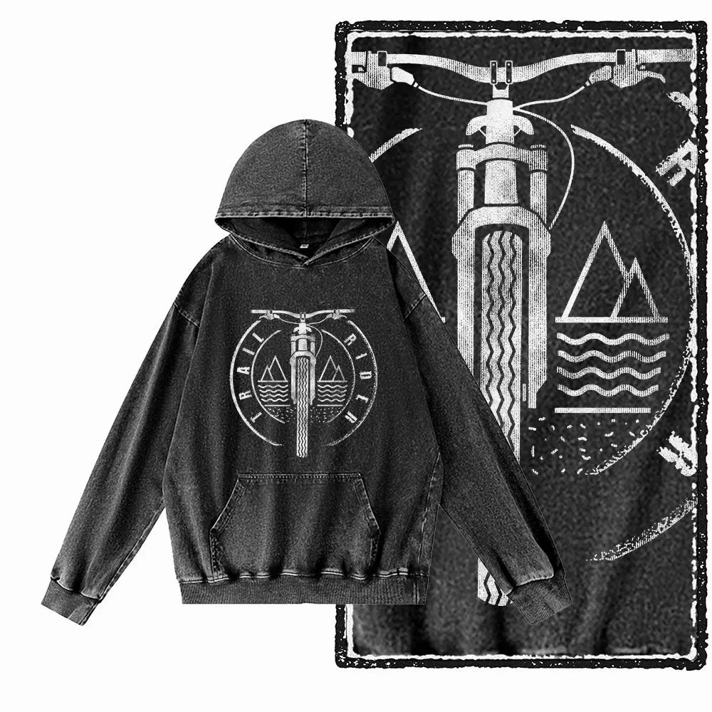COOLMIND Vintage MTB Graphic Pullover | Washed Black