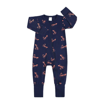 Kids Tales Storytime Cotton-Blend Double-Zip Baby Romper