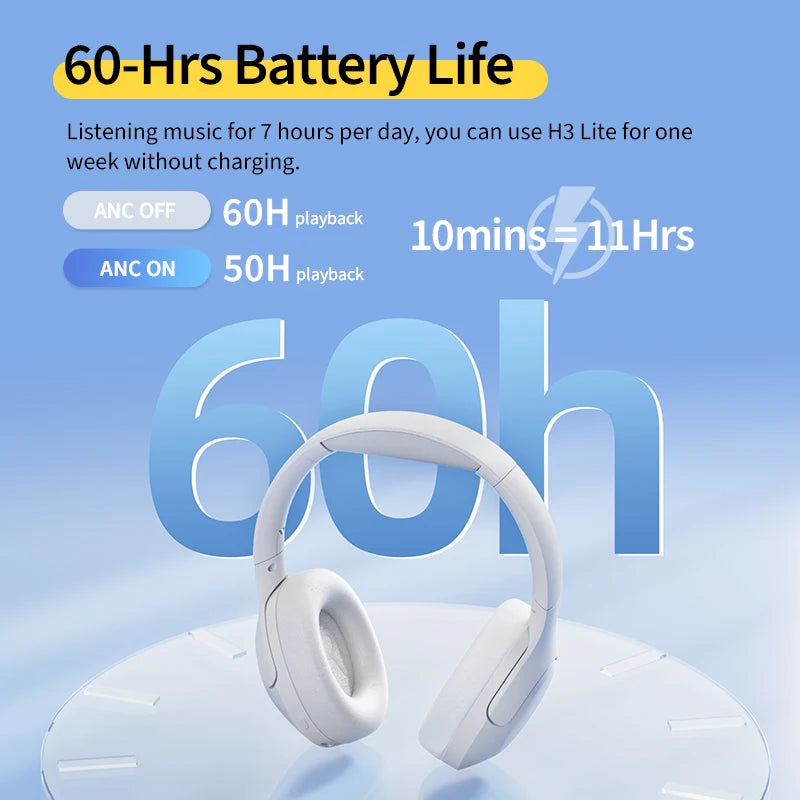 QCY H3 Lite ANC Wireless Headphones with Bluetooth 5.3, 40mm Driver, and 60H HiFi Sound - ShopHub