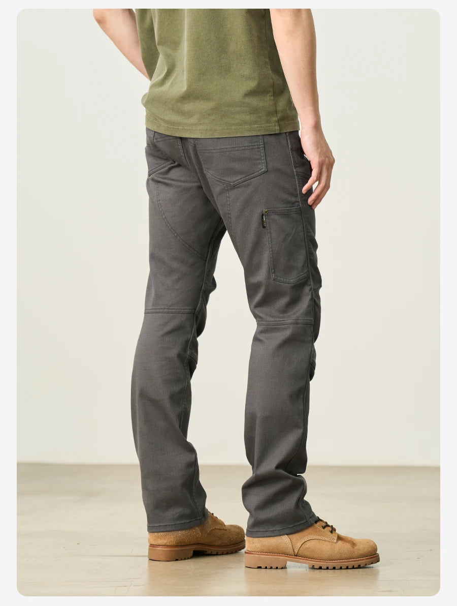 SIMWOOD 2026 Spring New Draping Motorcycle Riding Jeans Men 10oz Fashion Denim Trousers