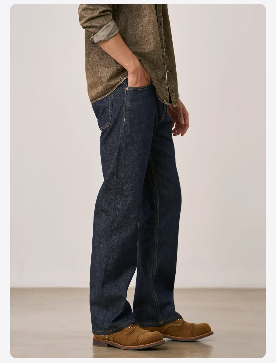 SIMWOOD 2026 Autumn New Loose Relax 13.5oz Heavyweight Washed Vintage Jeans Men Denim Pants Retro  Streetwear