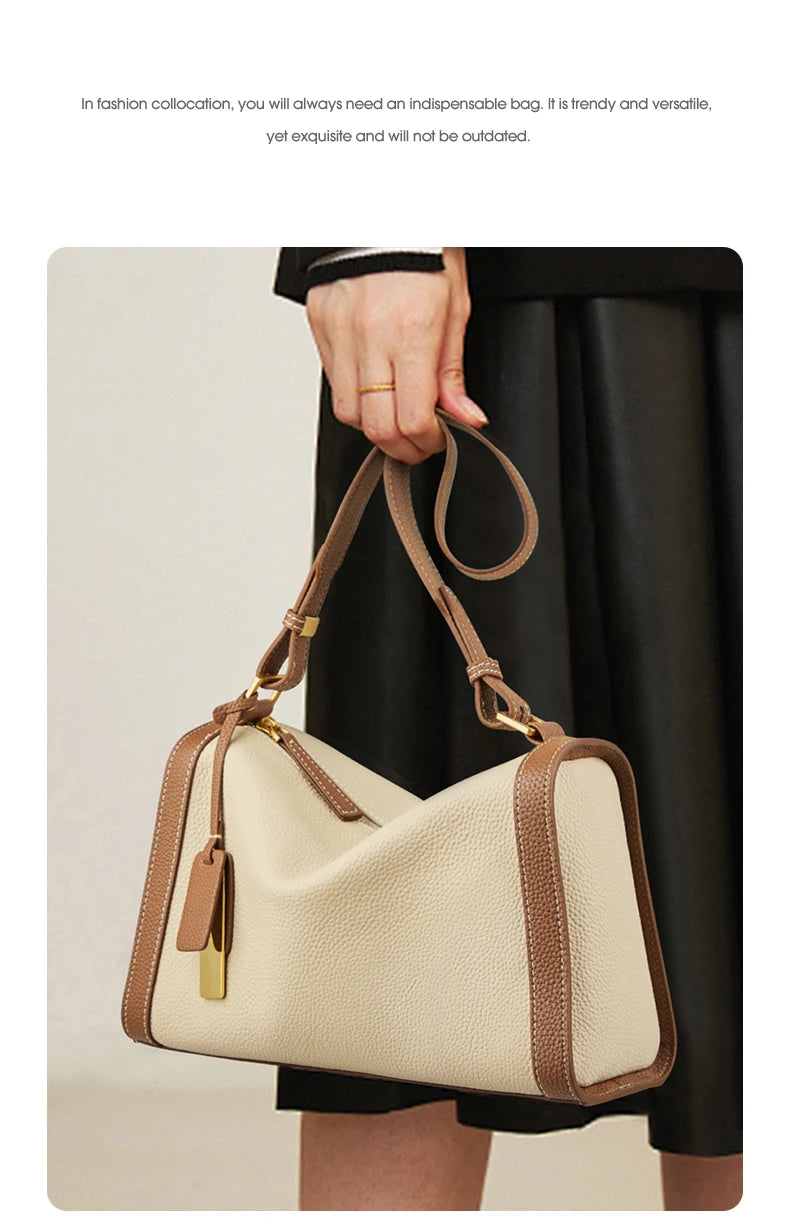 Women's Cowhide Leather Shoulder Bag Vintage Soft Messenger Handbag Fashion Crossbody Bags Female Underarm Bag DF900083S