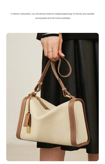Women's Cowhide Leather Shoulder Bag Vintage Soft Messenger Handbag Fashion Crossbody Bags Female Underarm Bag DF900083S