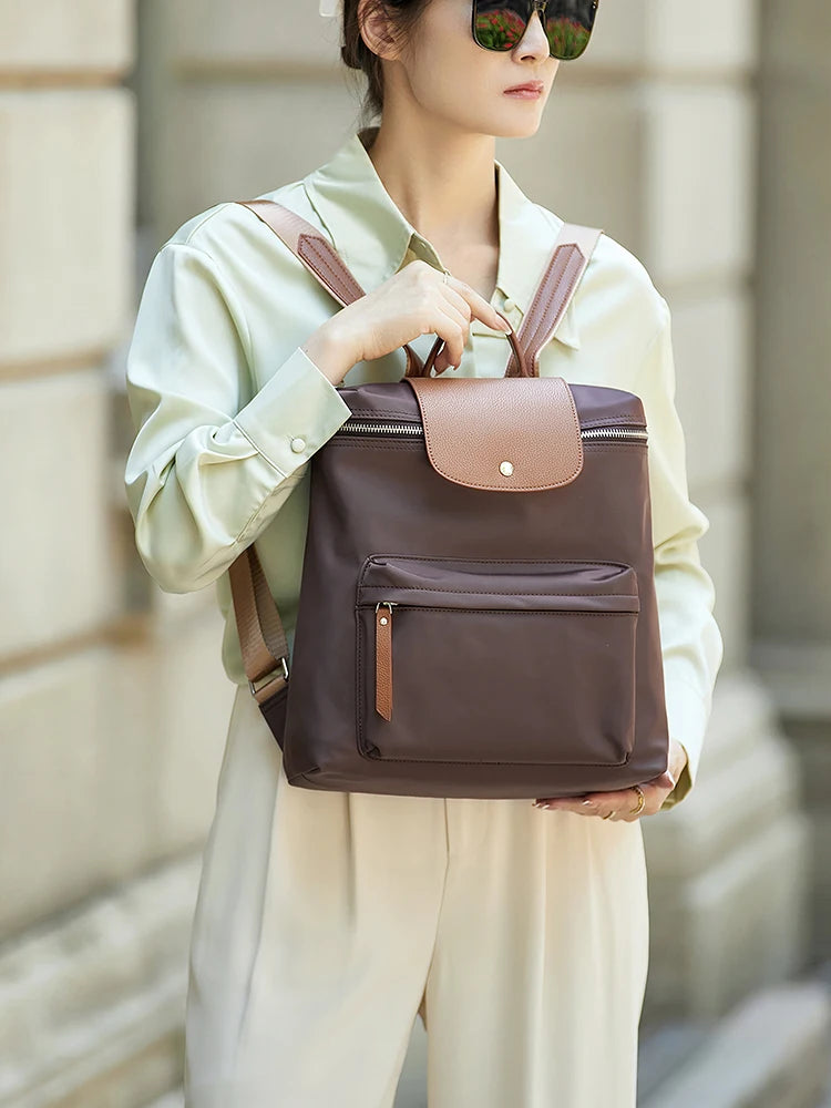 ZOOLER Oxford & Leather Patchwork Backpack