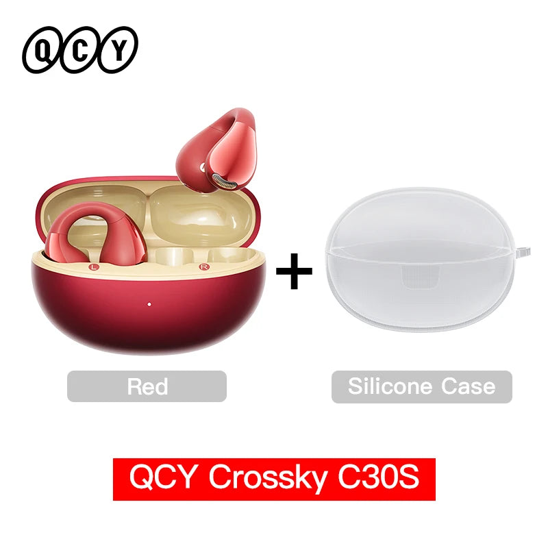 QCY Crossky C30S Wireless Earphones - Hi-Res LDAC Open Ear Clip-On Bluetooth 6.0 Sports Headphones with 40H Battery Life