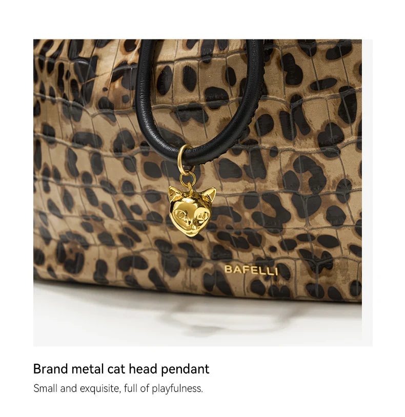 BAFELLI Leopard-Print Cow Leather Hobo Bag
