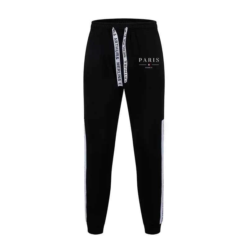 Men's Tracksuit Set Paris Print Hoodie and Sweatpants for Fall Winter Casual Sporty Jogging