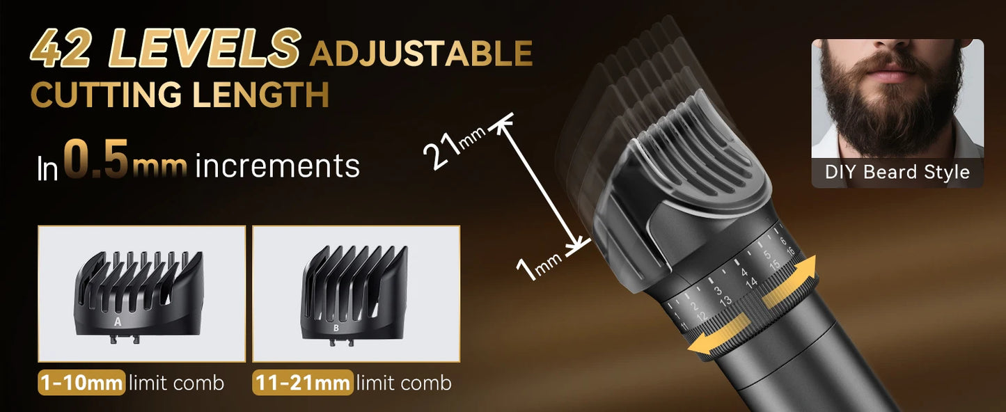 Kensen S29 Hair Trimmer - 2 in 1 Adjustable Hair Clipper Kit with Electric Razor for Wet/Dry Hair Cutting and Nose Hair Trimming