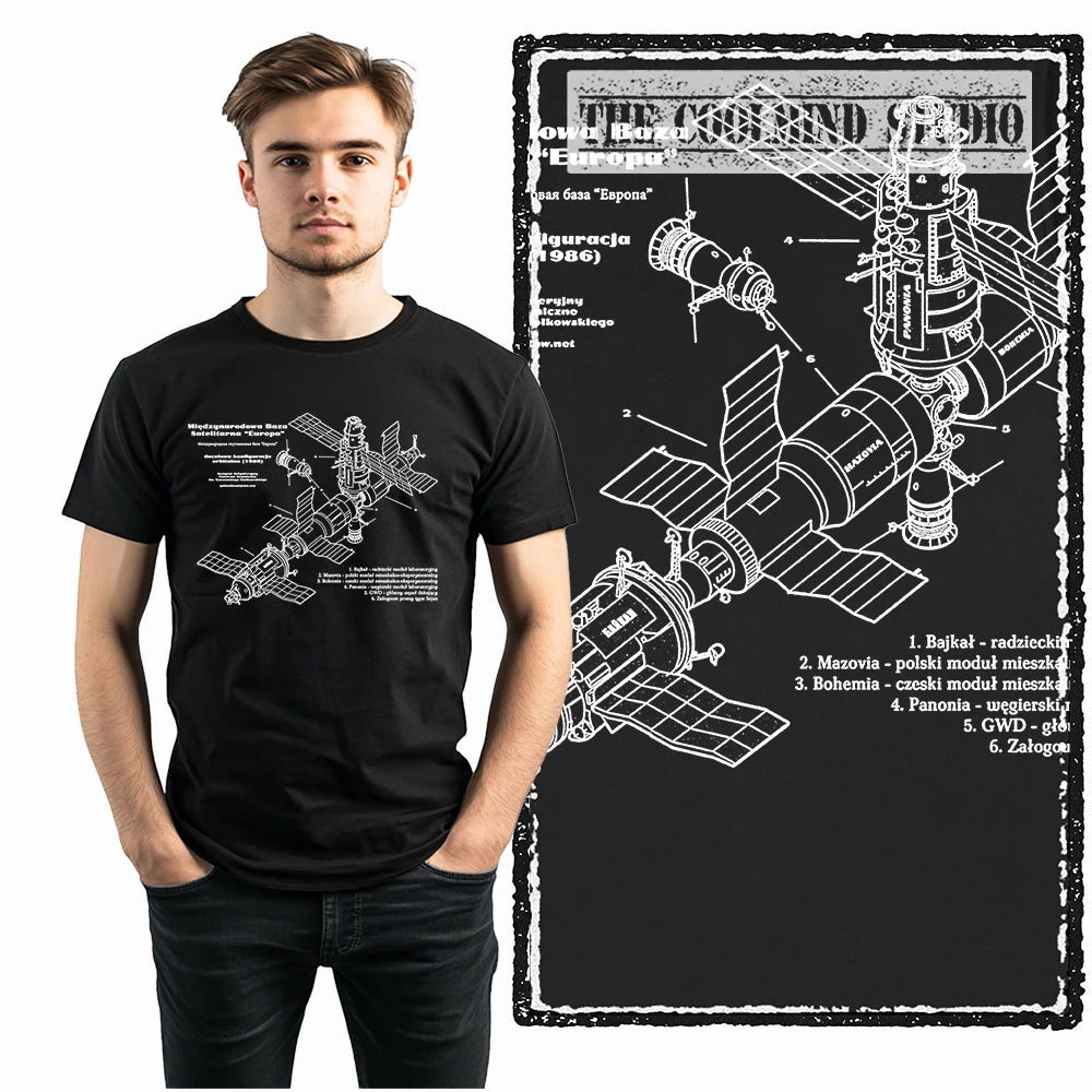 COOLMIND Z1149 Space Station Graphic Cotton Tee