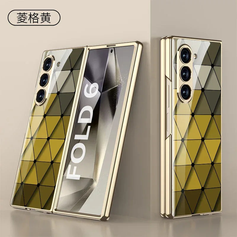 GKK Painted Tempered Glass Case for Samsung Galaxy Z Fold 6 & Galaxy Z Fold 5 Case - ShopHub