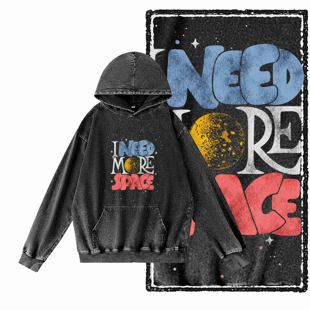 Orbit Runner Astronaut Acid-Washed Black Hoodie