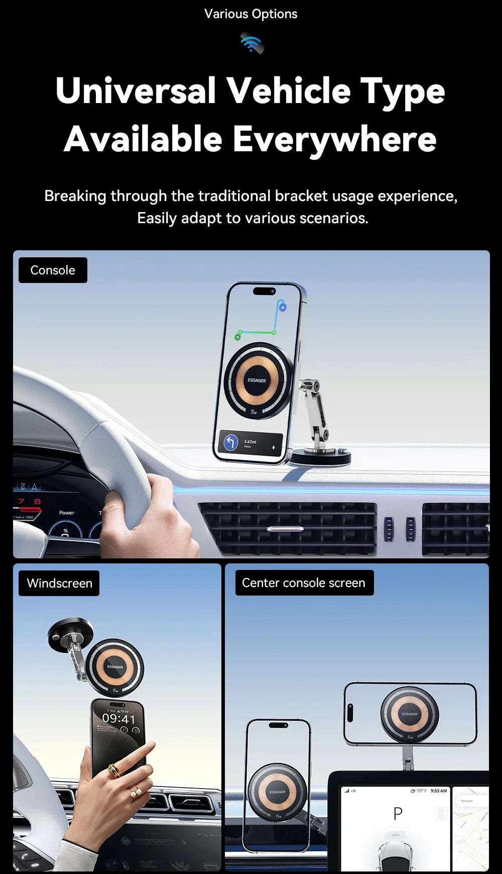 Essager Magnetic Wireless Charger Car Phone Holder - ShopHub