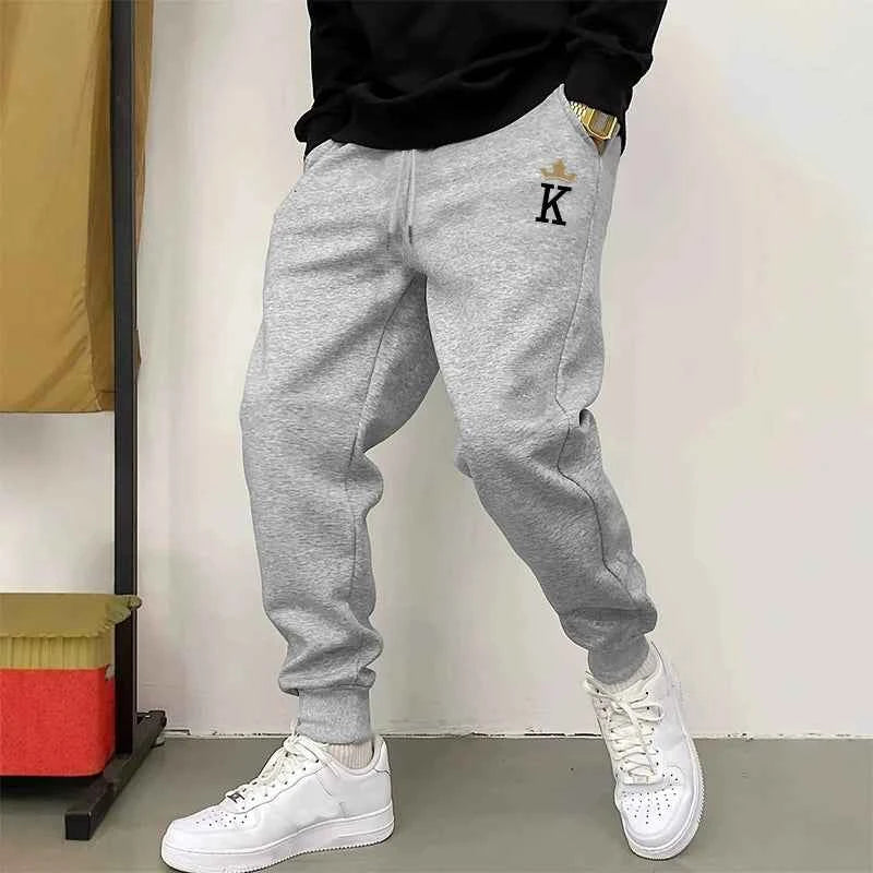 Classic Men's Jogger Pants - King Print Autumn Winter Sweatpants for Fitness and Casual Streetwear