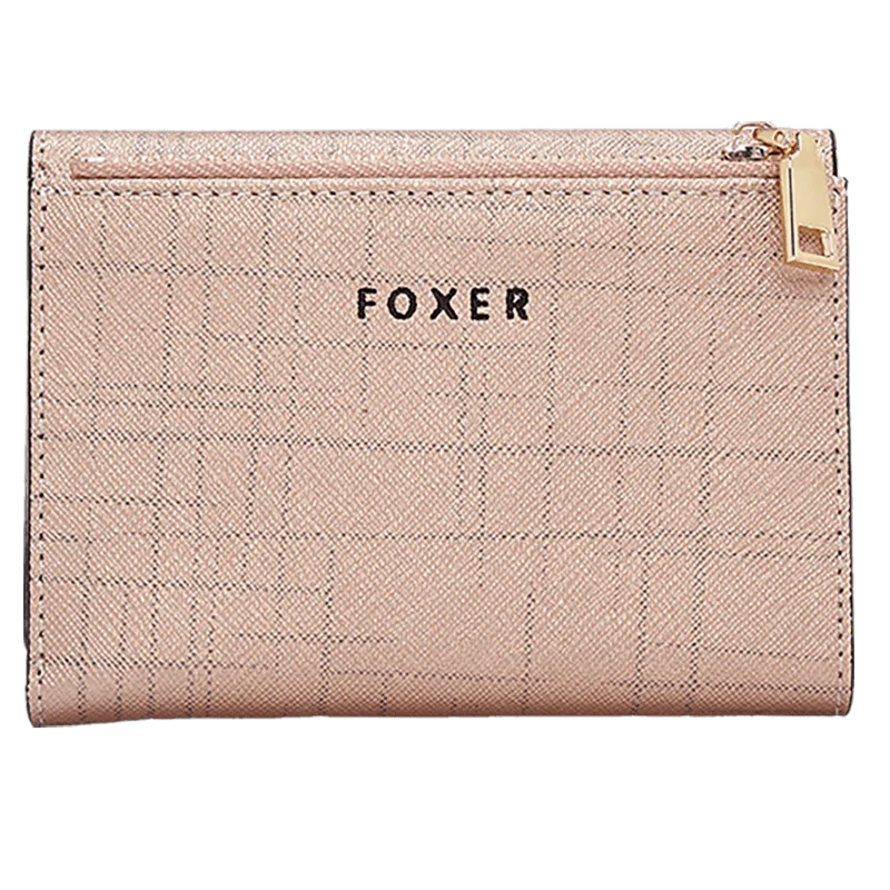 FOXER Women's Short Wallet – Premium Split Leather Design