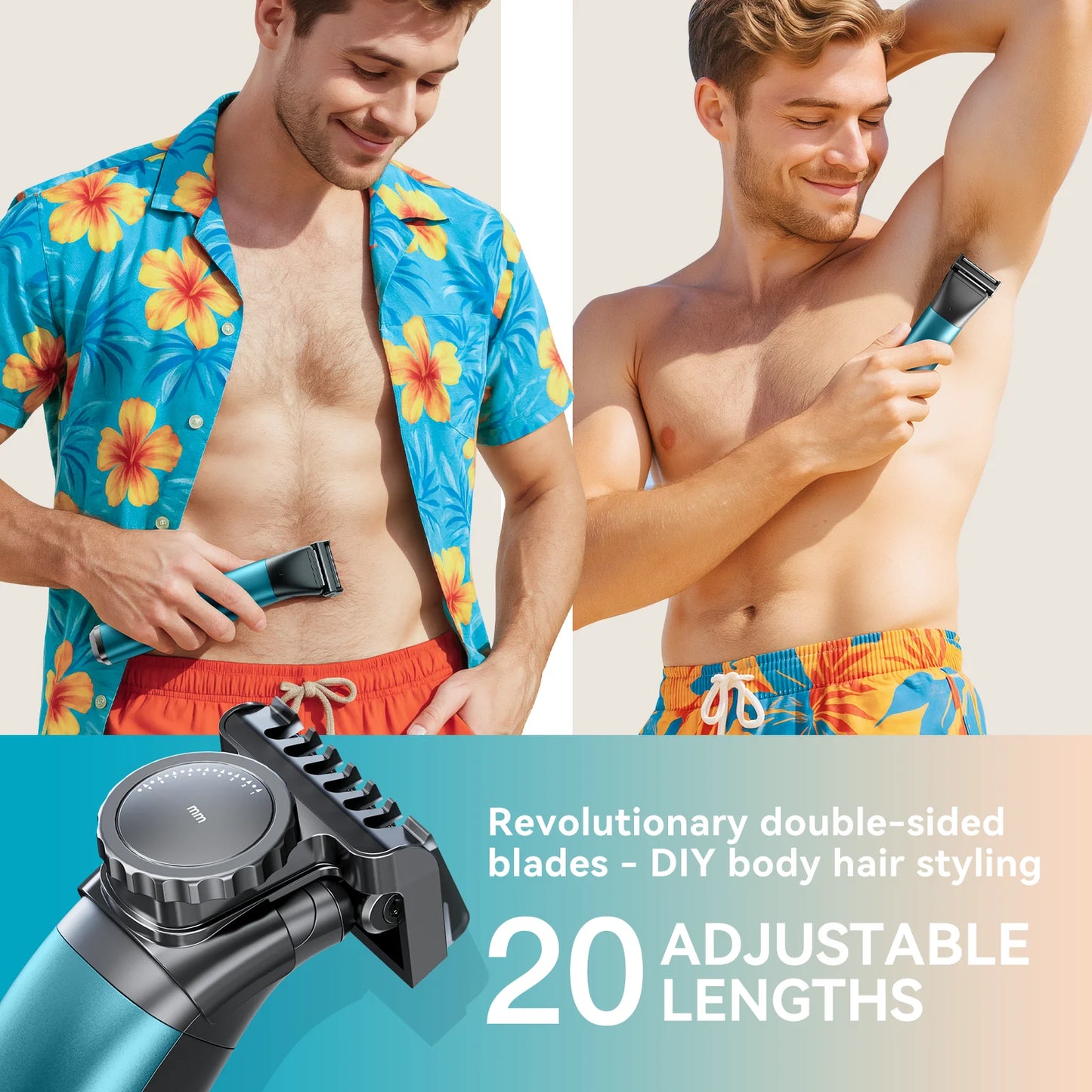 KENSEN S15 Electric Hair Trimmer - 2 in 1 Dual-Sided Blade Razor for Waterproof Beard and Body Hair Shaving for Men