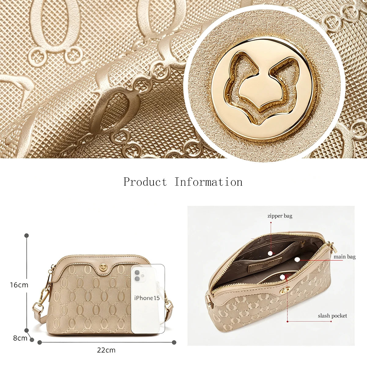 FOXER Luxury Embossed Crossbody Bag