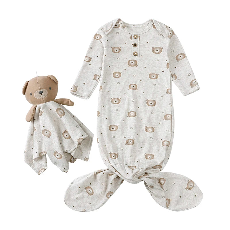 Kids Tales Little Nest Cotton-Blend Knotted Baby Gown