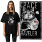 COOLMIND Cat Graphic T-Shirt | Women's Relaxed Black Tee