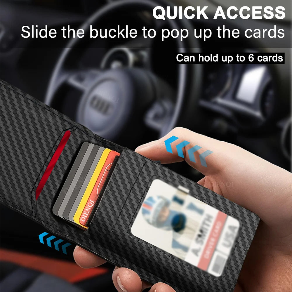 RFID Blocking Mens Wallet Minimalist Slim Magnetic Pop-Up Card Holder Metal Bank Credit Cardholder Bifold Smart Wallets for Men