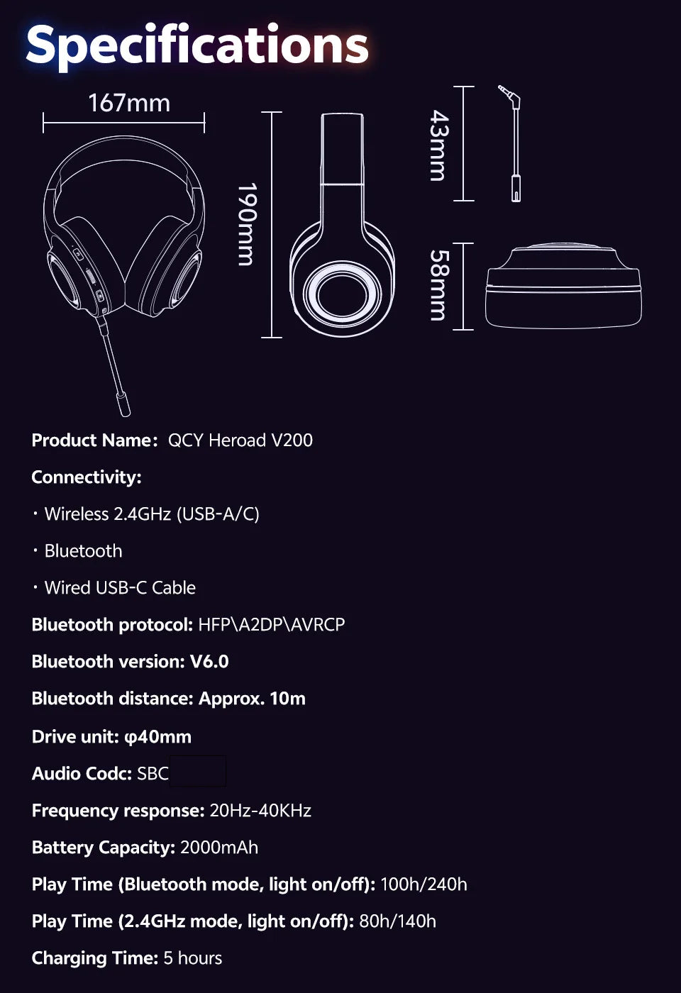 QCY Heroad V200 Gaming Headset