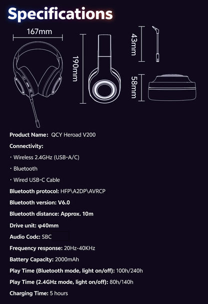 QCY Heroad V200 Gaming Headset