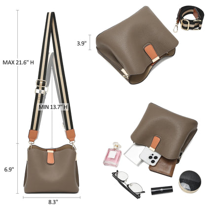 FOXER Brand New Shoulder Bag for Women PU Leather Retro Large Capacity Bucket Bag Female Crossbody Purse Tote Commuting Purse