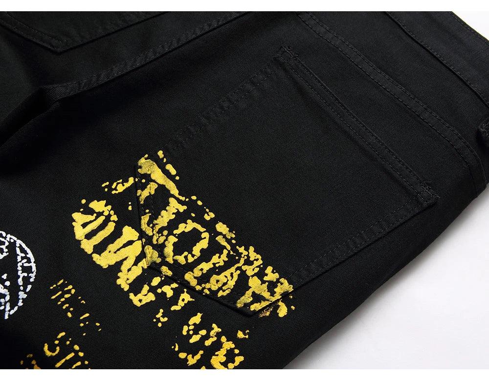 Men's Stylish Jeans Featuring Unique Letter Prints and patterns - ShopHub