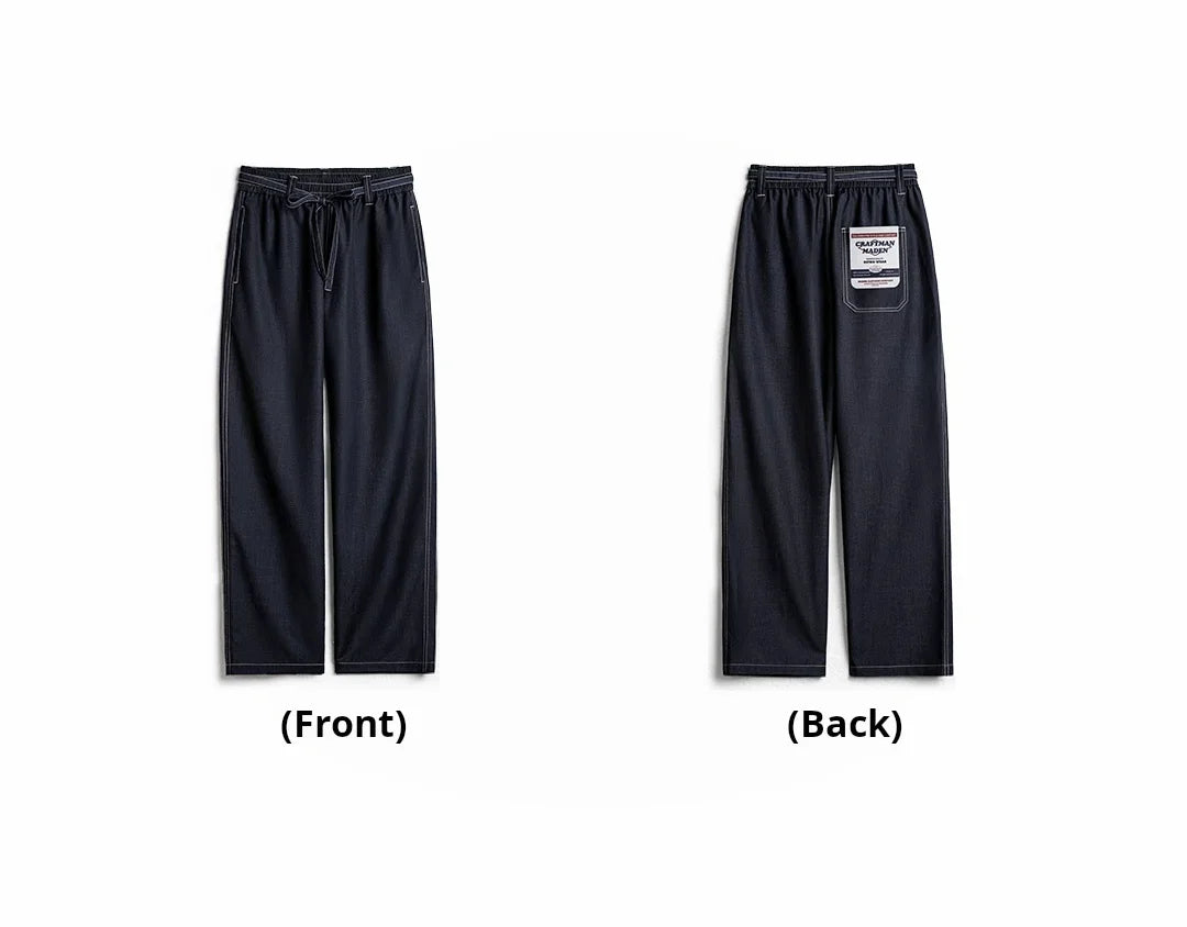 Maden Vintage Black Draped Non-Iron Denim Jeans