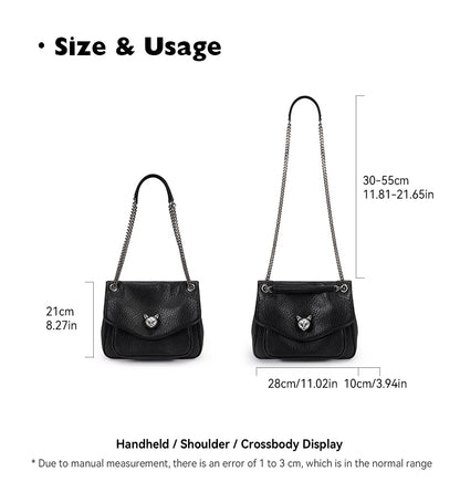 BAFELLI Chained Genuine Leather Satchel Bag